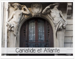 cariatide et atlante soutenant une porte de la rue d'auteuil à Paris pour illustrer l'artice parciparla PCPL dédié à la cariatide génate de la rue turbigo à paris