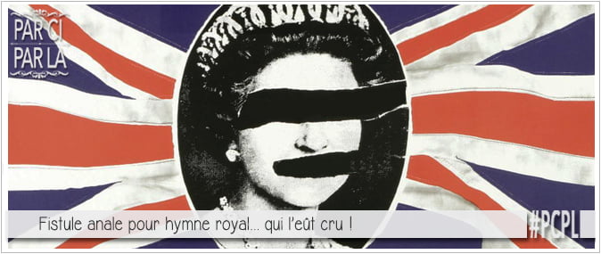 pochette du disque des sex pistols pour illustrer l'article par ci-par là dédié à l'hymne royal britannique god save the queen