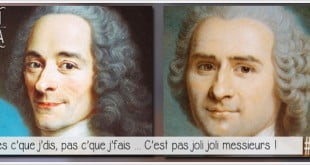 portraits de voltaire et rousseau pour illustrer 'article par ci-par là PCPL dédié à l'histoire de ces deux philosophes