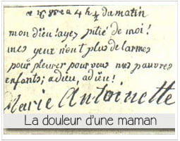mot manuscrit de marie antoinette la veille de son execution pour illustrer l'article PCPL sur le syndrome marie-antoinette