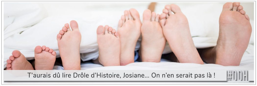 photo de pieds d'une famille, papa, maman, bébé, pour illustrer l'article drôle d'Histoire dédié à la contraception à travers les siècles